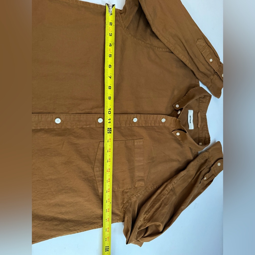 BUCK MASON Shirt Mens L Skyline Poplin Button Down Chest Pocket Brown Cotton - Picture 13 of 14
